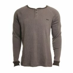 RVCA Moonside Thermal Henley In Black Shirt