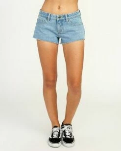 RVCA Hello Mellow Denim Cutoff In Blue Shorts