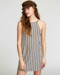 RVCA Bailey Striped Knit In Oatmeal Dress