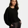 RVCA Louder Ribbed Knit In Black Sweater