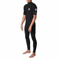 Rip Curl E Bomb Short Sleeve Full Zip Free In Black Wetsuit