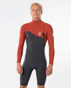 Rip Curl E-Bomb Long Sleeve Zip Free Springsuit In Terracotta Wetsuit