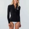 Rip Curl G Bomb Long Sleeve Front Zip Jacket In Black Wetsuit