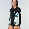 Rip Curl G Bomb Long Sleeve Front Zip Bikini Cut Springsuit In White