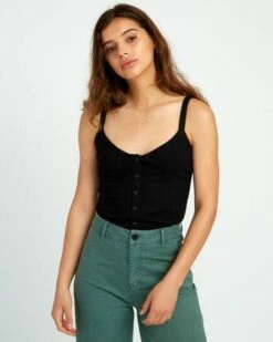 RVCA Go For Broke Ribbed In Black Tank Top