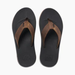 Reef Leather Fanning Low In Dark Brown Sandals