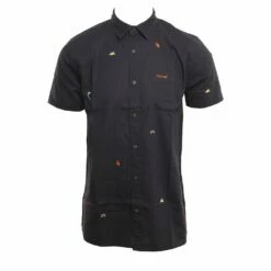 Rip Curl Motif Linen In Navy Blue (Nav) Woven Shirt