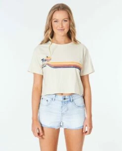 Rip Curl WoGolden Days Crop Tee Shirt In White