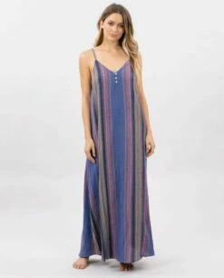 Rip Curl Golden Days Stripe Maxi In Blue Dress