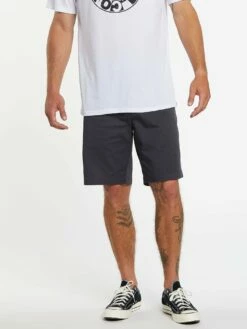 Volcom Frickin Elastic Waist In Charcoal Shorts