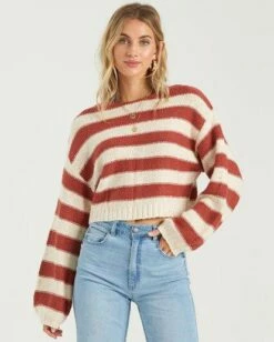 Billabong Seeing Stripes In Brick (Brk) Sweater
