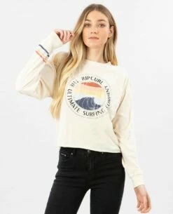 Rip Curl Ultimate Wave Crop Long Sleeve In White Shirt