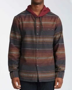 Billabong Baja Flannel Hoody In Asphalt (Alt) Sweatshirt