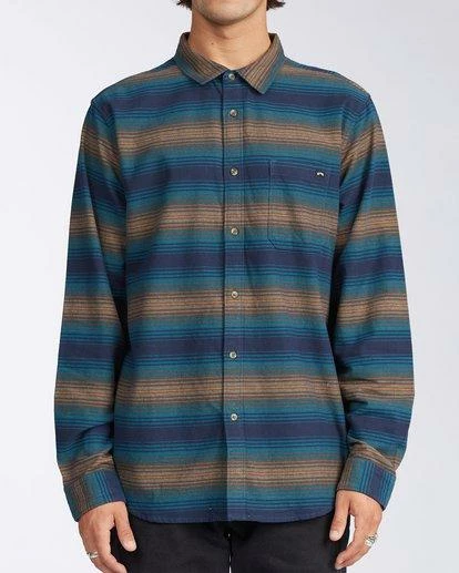 Billabong Coastline Flannel In Blue Woven Shirt 1 Billabong Coastline Flannel In Blue Woven Shirt