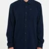 Volcom Caden Solid In Navy Blue (Nvy) Shirt