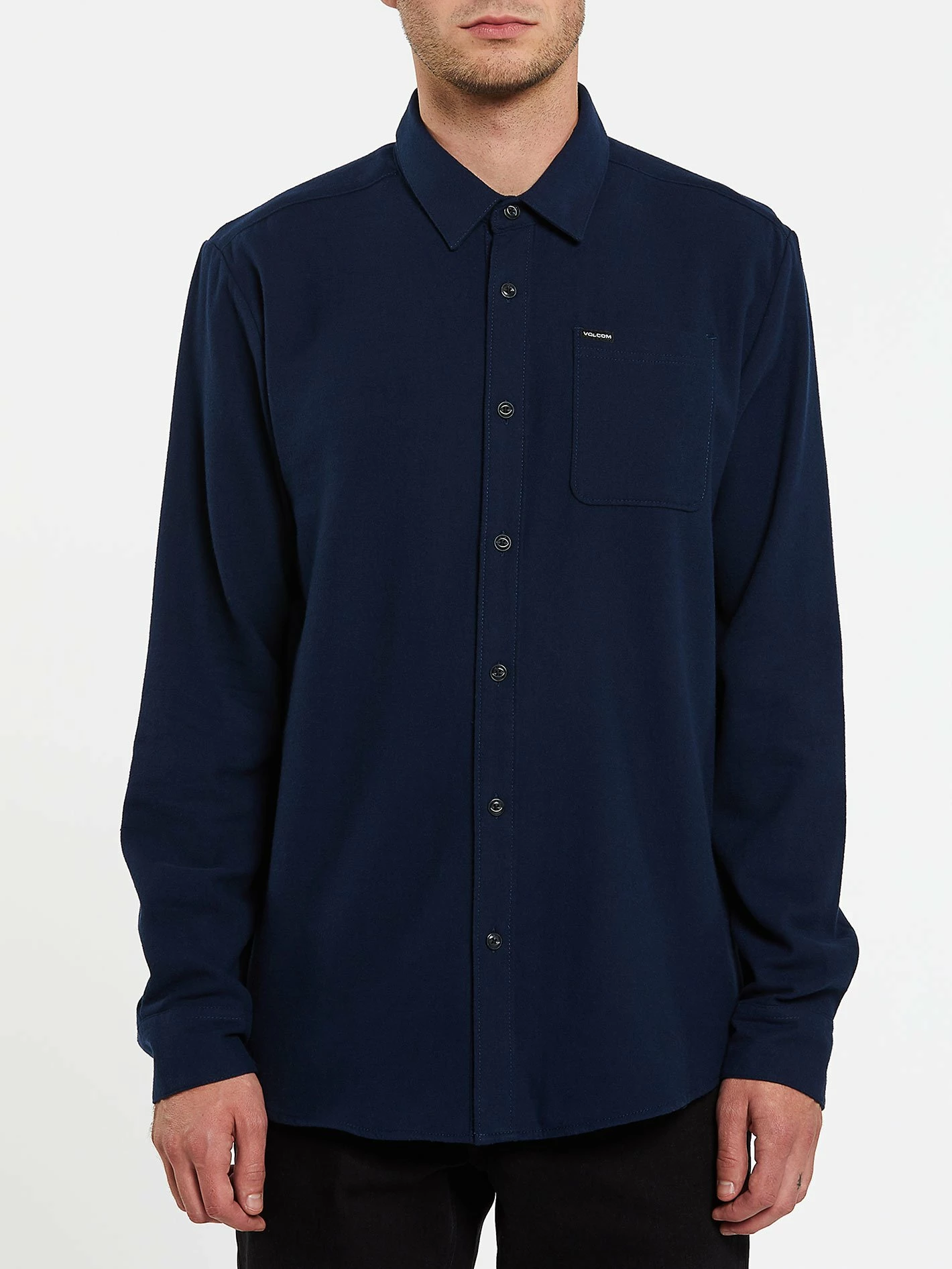 Volcom Caden Solid In Navy Blue (Nvy) Shirt 1 Volcom Caden Solid In Navy Blue (Nvy) Shirt