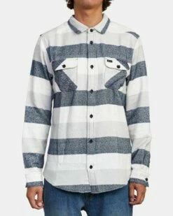 RVCA Shallows Stripe Flannel In Mirage (Mge) Shirt