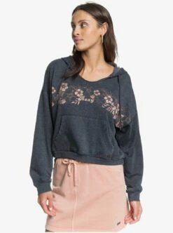 Roxy Pray For Waves Cropped Hoodie In Anthracite (Kvj0) Sweatshirt