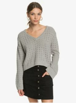 Roxy Do You Good VNeck Jumper In Heritage Heather (Sgrh) Sweater