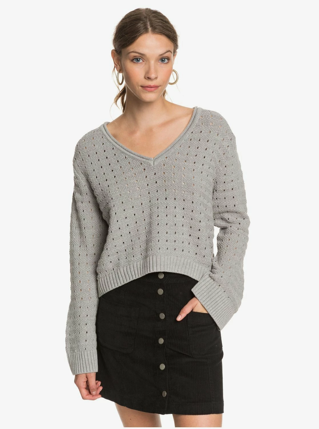 Roxy Do You Good VNeck Jumper In Heritage Heather (Sgrh) Sweater 1 Roxy Do You Good VNeck Jumper In Heritage Heather (Sgrh) Sweater