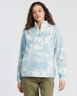 Billabong Boundary Mock Neck Fleece In Blue Sweatshirt