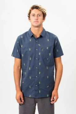 Rip Curl Hula Breach In Navy Blue Woven Shirt