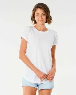 Rip Curl WoLongboard Plains Tee Shirt In White