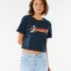 Rip Curl WoGolden State Crop Tee Shirt In Navy Blue (Nv