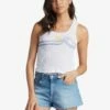 Roxy Double Wave Cropped In White Tank Top