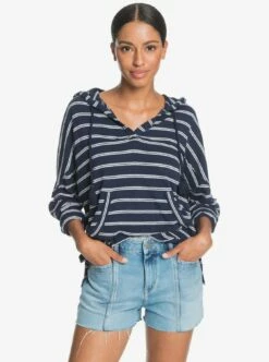 Roxy Sunrise Surf Hoodie In Mood Indigo Horiz Will Stripes (Xbwb) Sweatshirt