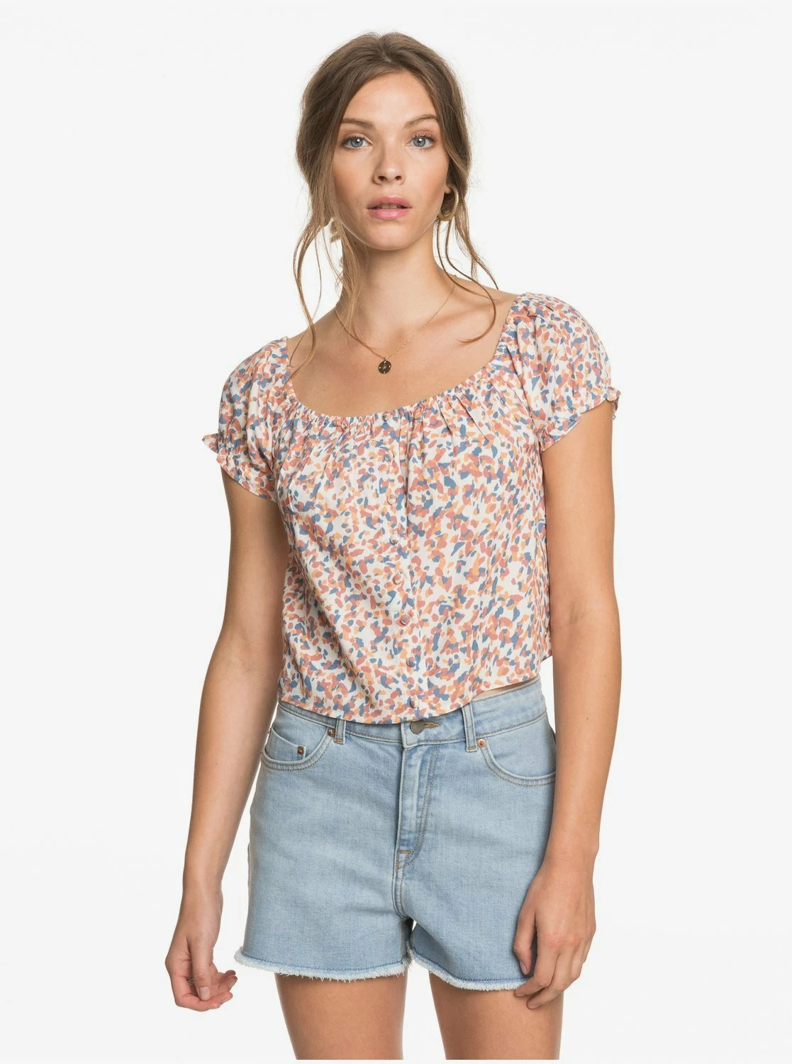 Roxy Kissing The Swell Denim In Light Blue Shorts 1 Roxy Kissing The Swell Denim In Light Blue Shorts