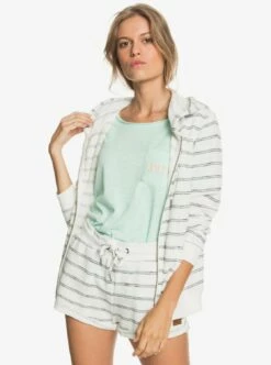 Roxy Perfect Wave Zip-Up Hoodie In White Sweatshirt