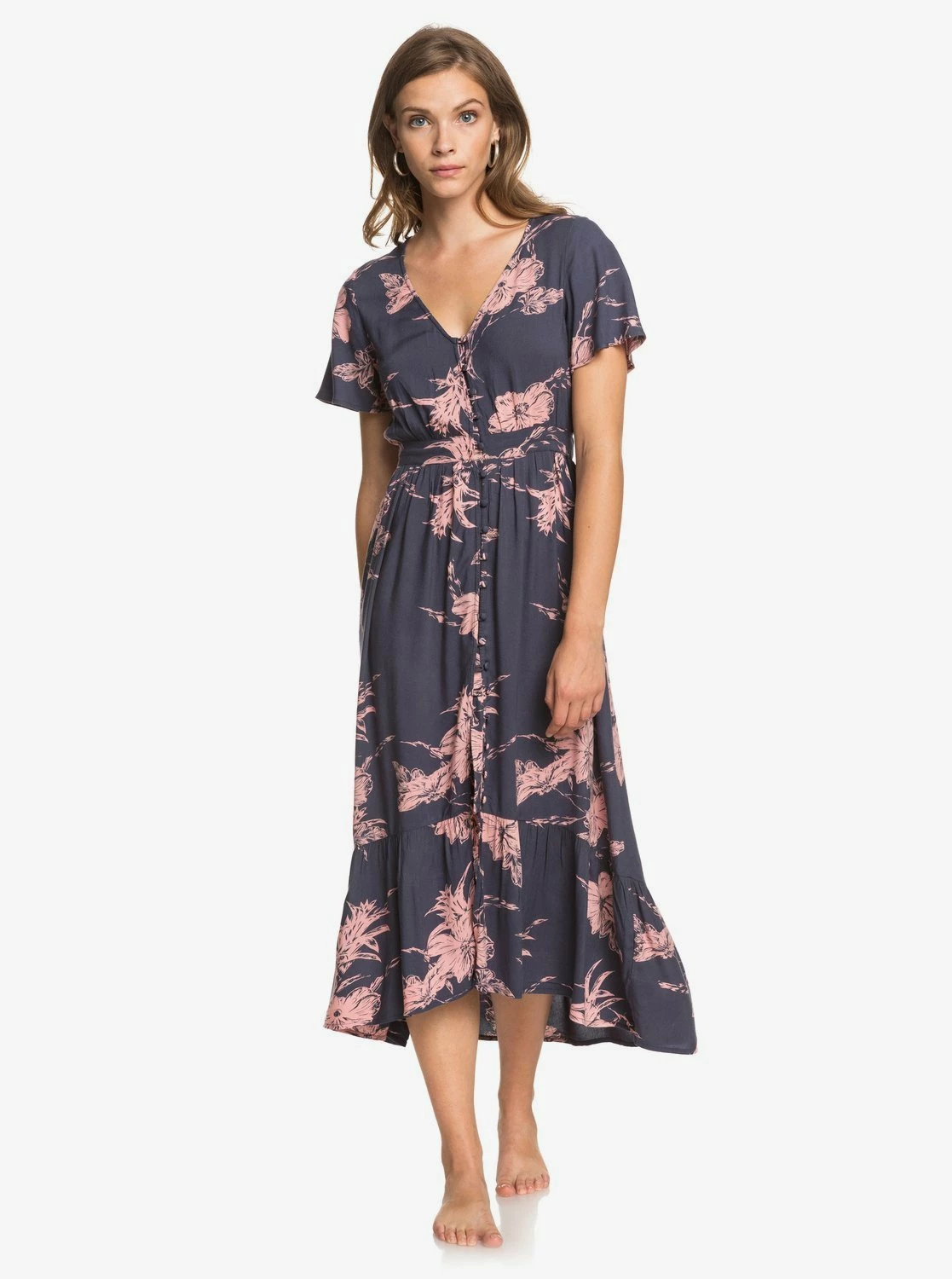 Roxy Bright Daylight Short Sleeve Maxi In Mood Indigo Vertigo (Bsp6) Dress 1 Roxy Bright Daylight Short Sleeve Maxi In Mood Indigo Vertigo (Bsp6) Dress
