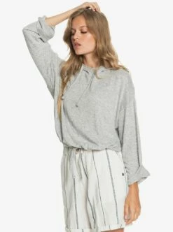 Roxy Super Chill Cropped Hoodie In Heritage Heather (Sgrh) Sweatshirt