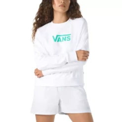Vans The Flying V Boxy Crew In White Sweatshirt