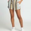 RVCA Juno Striped High Rise In Brown Shorts