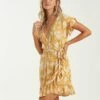 Billabong Wrap And Roll In Gold Dress