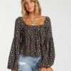 Billabong Save Just Beachy Top In Black Shirt