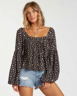 Billabong Save Just Beachy Top In Black Shirt