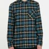 Volcom Caden Plaid Long Sleeve Flannel In Blue Shirt