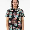 Rip Curl Beach Party In Black Woven Shirt
