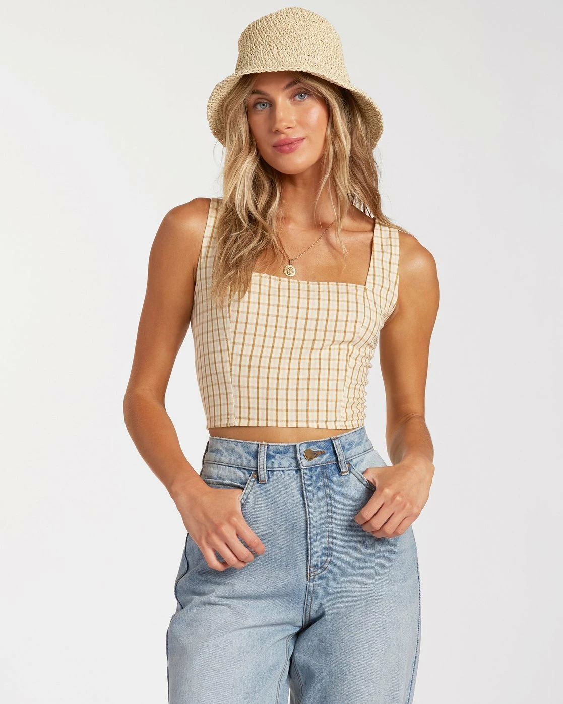 Billabong Check It Crop In Multi Tank Top 1 Billabong Check It Crop In Multi Tank Top