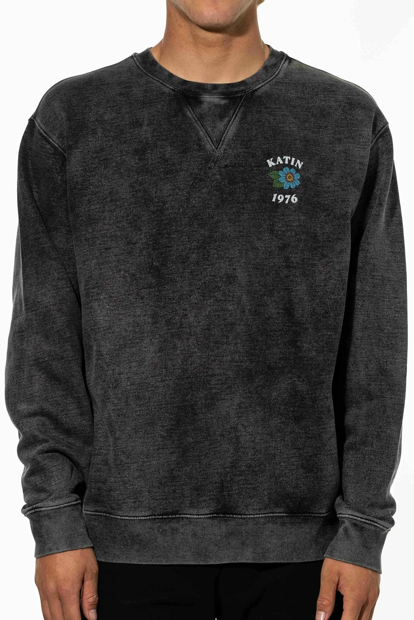 Katin Flower Power Crewneck In Black Sweatshirt 1 Katin Flower Power Crewneck In Black Sweatshirt