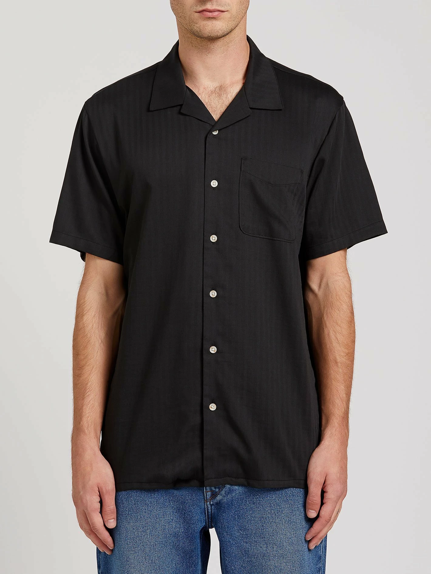 Volcom Deano In Black Woven Shirt 1 Volcom Deano In Black Woven Shirt