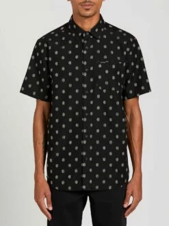 Volcom Macro Dot In Black Woven Shirt