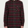 Volcom Caden Plaid Long Sleeve Flannel In Port (Por) Shirt