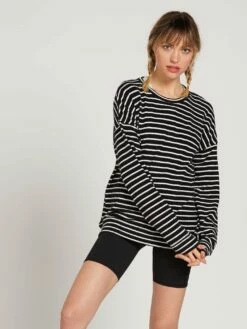 Volcom Lived In Lounge Crew Fleece In White Sweatshirt