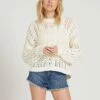 Volcom Wish Net Crew Neck In White Sweater