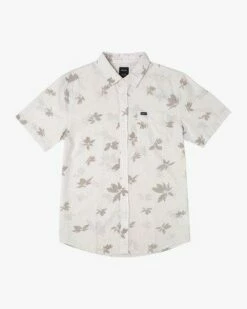 RVCA Endless Seersucker Print In White Woven Shirt