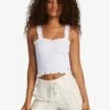 Roxy Sunday Mind Smocked Strappy In White Tank Top